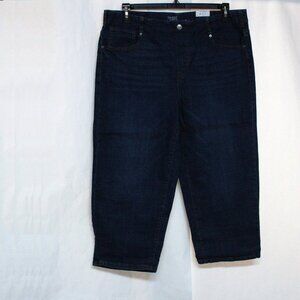 Time and Tru XL 16-18 Dark Wash Pull On Denim Blue Jean Capri Pants